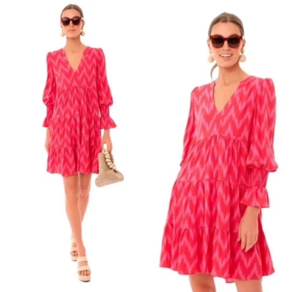 Pomander Place Hot Pink Ikat Kenzo Dress Red Chevron Ruffle